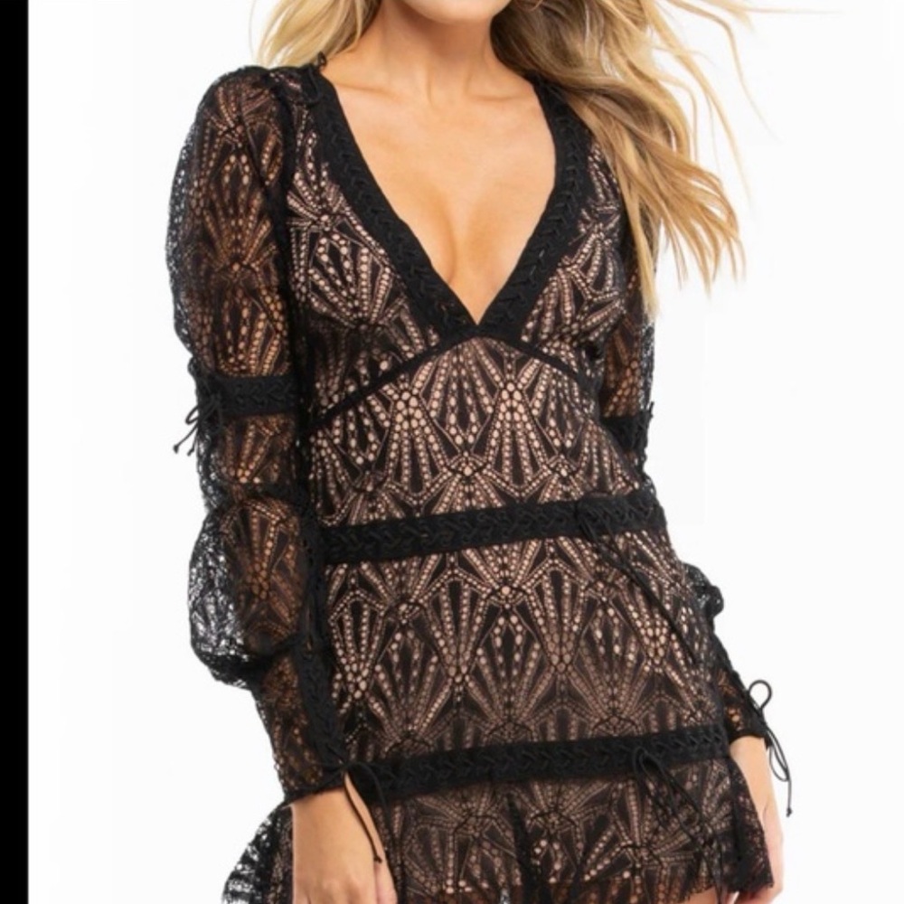 For Love And Lemons Black Lace Mini Dress